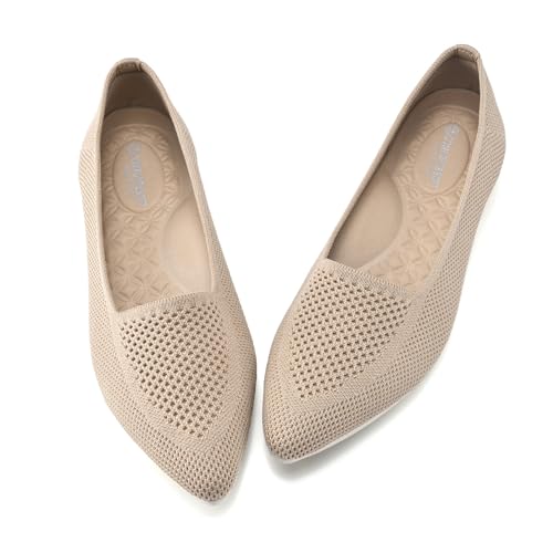 Buyrew Damen-Ballerinas, spitzer Zehenbereich, Strick, Schlupfschuh, Fußgewölbeunterstützung, bequeme Anzugschuhe für Damen, niedriger Keilabsatz, lässige Arbeitsschuhe, 3030 Camel, 39 EU Buyrew Damen-Ballerinas, spitzer Zehenbereich, Strick, Schlupfschuh, Fußgewölbeunterstützung, bequeme Anzugschuhe für Damen, niedriger Keilabsatz, lässige Arbeitsschuhe, 3030 Camel, 39 EU von Buyrew