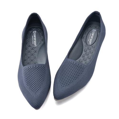 Buyrew Damen-Ballerinas, spitzer Zehenbereich, Strick, Schlupfschuh, Fußgewölbeunterstützung, bequeme Anzugschuhe für Damen, niedriger Keilabsatz, lässige Arbeitsschuhe, 3030 Grau, 36 EU Buyrew Damen-Ballerinas, spitzer Zehenbereich, Strick, Schlupfschuh, Fußgewölbeunterstützung, bequeme Anzugschuhe für Damen, niedriger Keilabsatz, lässige Arbeitsschuhe, 3030 Grau, 36 EU von Buyrew