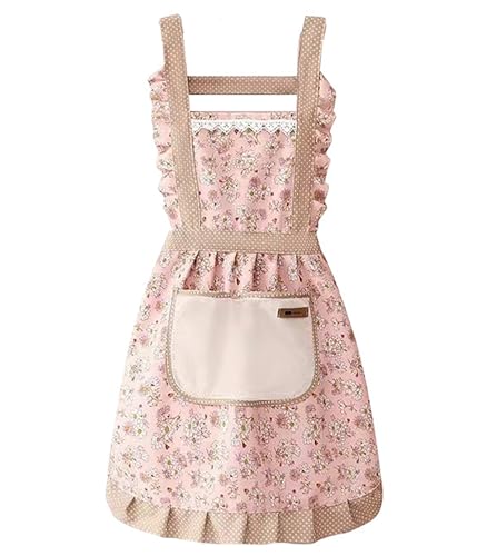 Buywis Verstellbare Küchenschürze Kochschürze für Frauen mit Taschen, Blumenschürze, Arbeitsschürze, Backschürze, Kochschürze, rose, One size Buywis Verstellbare Küchenschürze Kochschürze für Frauen mit Taschen, Blumenschürze, Arbeitsschürze, Backschürze, Kochschürze, rose, One size von Buywis
