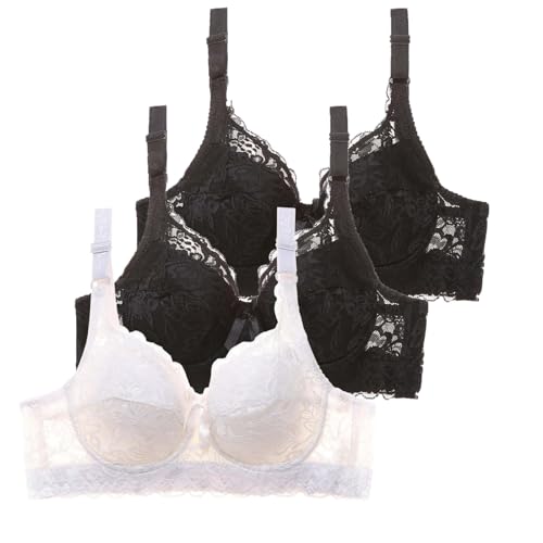 BuzkiK 3er Pack BH Damen mit Bügel Fraun Spitzen BH Set mit verstellbarem Push Up BH Sexy BH Mädchen Atmungsaktiver Weich Bequemer BHS Y2K Unterwäsche Bra für Alltag von BuzkiK