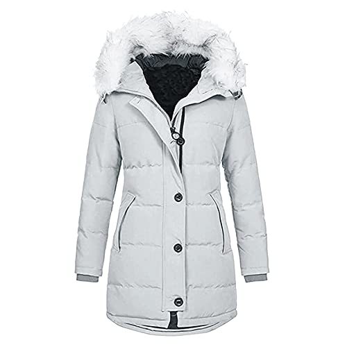 BuzkiK Damen Teddyfell Gefüttert Übergröße Thermo Plüschjacke Oversized Plüschmantel Freizeit Winterjacke Warm Wintermantel Casual Übergangsjacke Outwear Regular Reißverschluss Kapuze Hoodie Jacke von BuzkiK