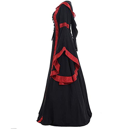 BuzkiK Halloween KostüM Renaissance Kleider Damen Kleid Vintage Coctailkleid Gothic Kleid Damen Karneval Kleider Kleid mit Trompetenärmel Kleidung Damen viktorianisches Kleid Renaissance Maxi kostüm von BuzkiK