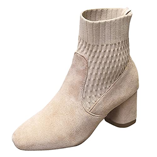 Hohe Stiefel Für Frauen Stiefeletten Bequem Gummi Regenschuhe, Retro Stil Quaste Reitstiefel Schuhe Winterstiefel Outdoor Slip on Stiefel Sneaker & Sportschuhe Damen Mode Heels Stiefeletten von BuzkiK