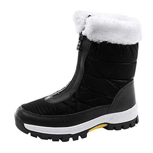 Klassische Stiefelette Stiefel Für Frauen, Damen Classic Mini Leather Stiefel, Schneestiefel Boots Winterboots Bequem Trekking Wanderschuhe Plateau Boots Gefüttert Winterschuhe Schneestiefel Boot von BuzkiK