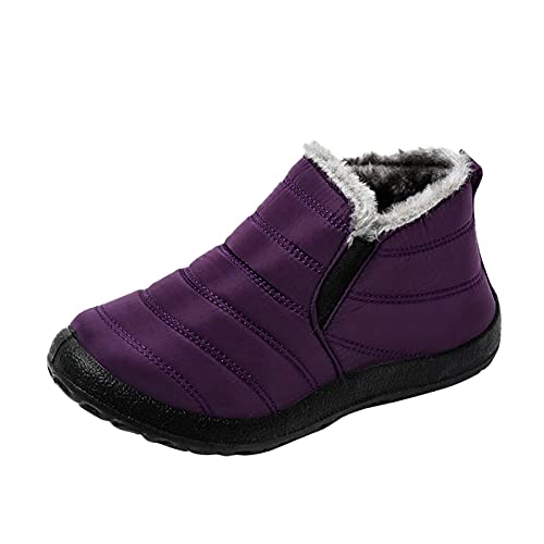 Winter Schlupfstiefel Stiefel Winterschuhe Für Damen Herren Barfuss Winter Short Boots Outdoor Snow Boots Winterstiefel Damen Warm Stiefel Boots Bequem Wasserdicht Trekking Snowboots von BuzkiK