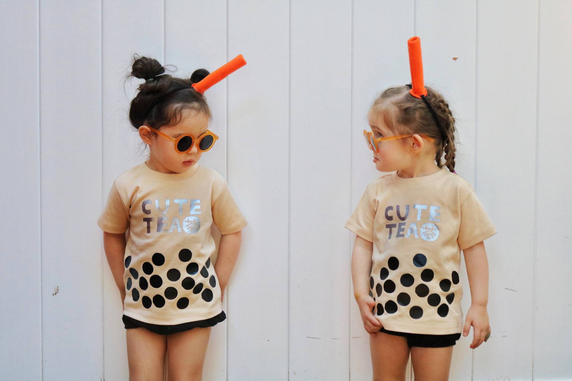 Boba Bubble Tea Kostüm Für Kleinkind Mädchen Jungen, Shirt + Strohstirnband, Kinderhalloweenkostüm von BuzzBearStudio