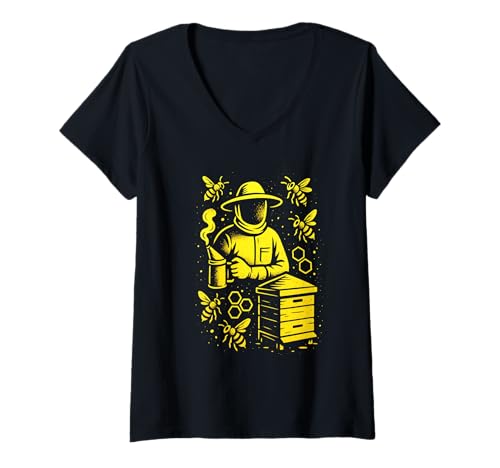 Damen Imkerei Bienenstock Graffiti Street Art T-Shirt mit V-Ausschnitt von BuzzStreet