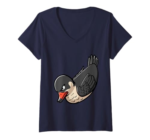 Damen Hawk Gummiente T-Shirt mit V-Ausschnitt Damen Hawk Gummiente T-Shirt mit V-Ausschnitt von Buzzard Duckling