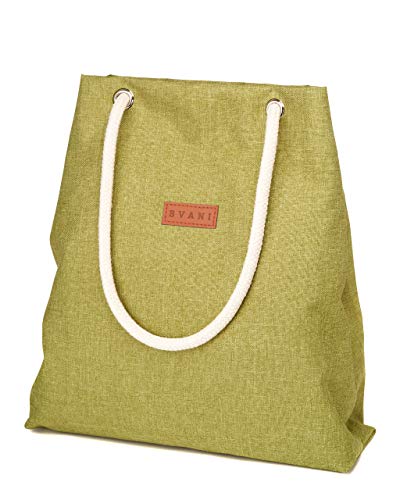 Bvani Große Damen Canvas Tote Bag mit Taschen und Strandgriffe - Shopper Tasche (Olivgrün) von Bvani