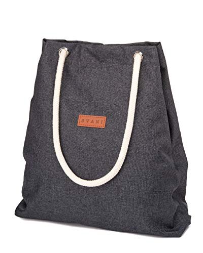 Bvani Große Damen Canvas Tote Bag mit Taschen und Strandgriffe - Shopper Tasche (Paynesgrau) von Bvani