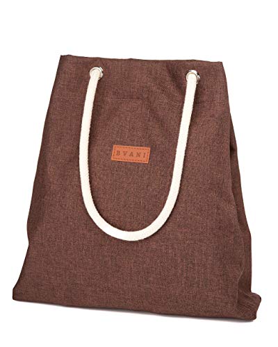 Bvani Große Damen Canvas Tote Bag mit Taschen und Strandgriffe - Shopper Tasche (Sepia) von Bvani