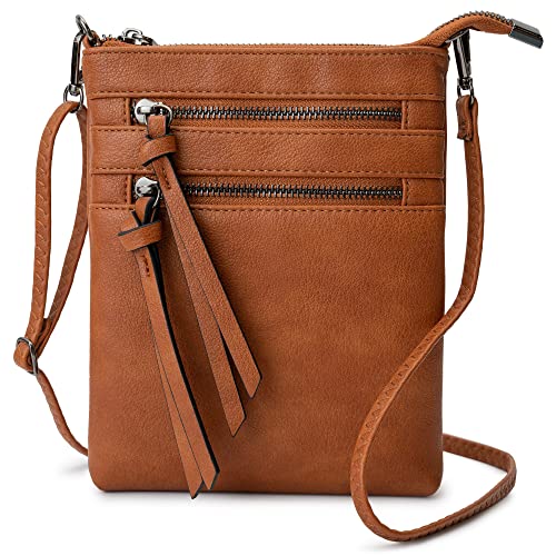 Bveyzi Damen Kleine Crossbody Geldbörse Multi-Pocket Leichte Crossover Reisetasche über der Schulter mit extra langem Riemen, Retro Braun von Bveyzi