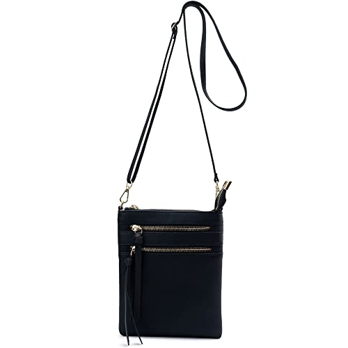 Kleine Crossbody-b枚rsen und Handtaschen f眉r Frauen, Multi-Rei脽verschlusstasche, Crossover-Reisetasche, 眉ber der Schulter, schwarz, Small von Bveyzi