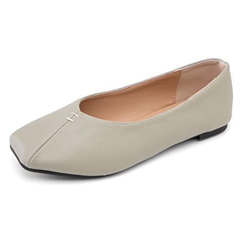 Bviennic Arbeit Flats Damen Ohne Verschluss Square Toe Dolly Schuhe Ballerina Pantoffeln Komfort Buro Loafers Formal Hochzeit Prom Ballet Schuhe Grün Gr 48 Eu-50Cn von Bviennic