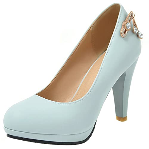 Bviennic Bride Formal Höhe Ferse Ohne Verschluss Closed Toe Pumps Kleid Damen Formal Plateau Stiletto Schuhe Hochzeit Blau Gr 42 Eu-44Cn Bviennic Bride Formal Höhe Ferse Ohne Verschluss Closed Toe Pumps Kleid Damen Formal Plateau Stiletto Schuhe Hochzeit Blau Gr 42 Eu-44Cn von Bviennic