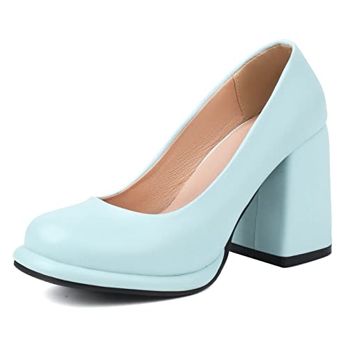 Bviennic Comfy Blockabsatz Pumps Runde Zehen Damen Plateau Schuhe Elegant Ohne Verschluss Bride Höhe Ferse Schuhe Formal Blau Gr 36.5 Eu-37Cn Bviennic Comfy Blockabsatz Pumps Runde Zehen Damen Plateau Schuhe Elegant Ohne Verschluss Bride Höhe Ferse Schuhe Formal Blau Gr 36.5 Eu-37Cn von Bviennic