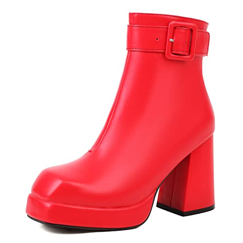 Bviennic Daherren Herren Blockabsatz Square Toe Stiefeletten Komfort Winter Weit Fit Party Plateau Chelsea Stiefel Seitenreißverschluss Rot Gr 42 EU-44Cn Bviennic Daherren Herren Blockabsatz Square Toe Stiefeletten Komfort Winter Weit Fit Party Plateau Chelsea Stiefel Seitenreißverschluss Rot Gr 42 EU-44Cn von Bviennic