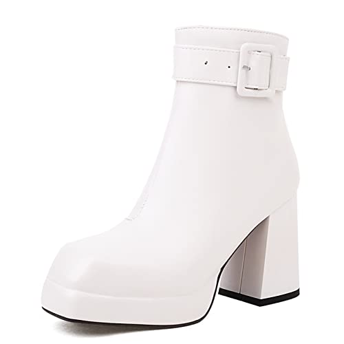 Bviennic Daherren Herren Blockabsatz Square Toe Stiefeletten Komfort Winter Weit Fit Party Plateau Chelsea Stiefel Seitenreißverschluss Weiß Gr 40 EU-41Cn Bviennic Daherren Herren Blockabsatz Square Toe Stiefeletten Komfort Winter Weit Fit Party Plateau Chelsea Stiefel Seitenreißverschluss Weiß Gr 40 EU-41Cn von Bviennic