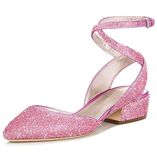 Bviennic Damen Block Mitte Absatz Sandals Mode 0560 Pink Gr 36.5 EU/37Cn von Bviennic