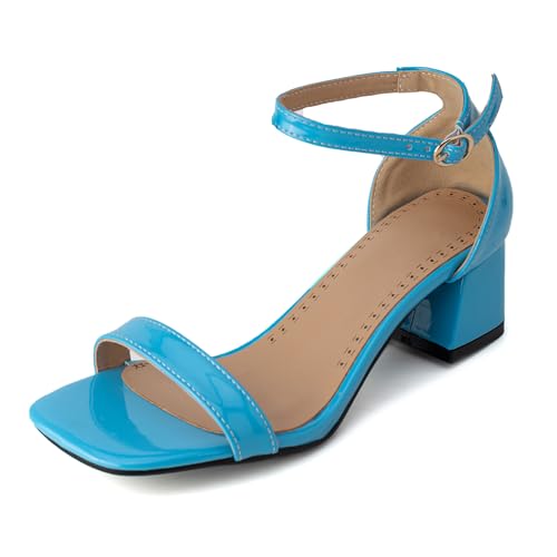 Bviennic Damen Blockabsatz Simple Knöchelriemchen Party Hochzeit Abend Sandals Light-Blau Gr 50 EU/53Cn Bviennic Damen Blockabsatz Simple Knöchelriemchen Party Hochzeit Abend Sandals Light-Blau Gr 50 EU/53Cn von Bviennic