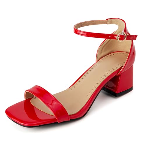 Bviennic Damen Blockabsatz Simple Knöchelriemchen Party Hochzeit Abend Sandals Rot Gr 37 EU/38Cn Bviennic Damen Blockabsatz Simple Knöchelriemchen Party Hochzeit Abend Sandals Rot Gr 37 EU/38Cn von Bviennic