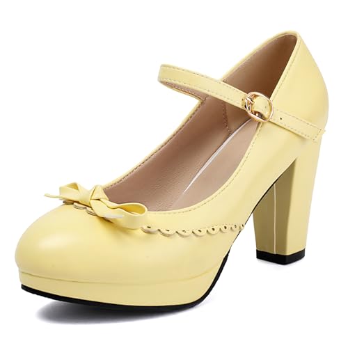 Bviennic Damen Blockieren Fersenpumps 825 Gelb Gr 36.5 EU/37Cn Bviennic Damen Blockieren Fersenpumps 825 Gelb Gr 36.5 EU/37Cn von Bviennic