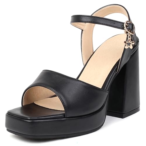 Bviennic Damen Chunky Höhe Ferse Sandals mit Plateau Mode 0719 Schwarz Gr 40.5 EU/42Cn Bviennic Damen Chunky Höhe Ferse Sandals mit Plateau Mode 0719 Schwarz Gr 40.5 EU/42Cn von Bviennic