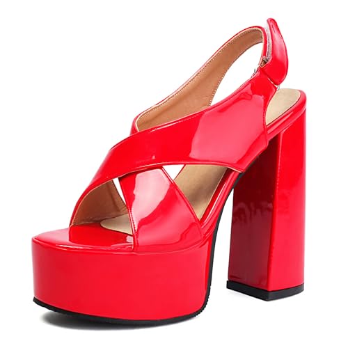 Bviennic Damen Chunky Plateau Cross Strap Offene Zeh Sandas Mode Party Prom Rot Gr 38 EU/39Cn Bviennic Damen Chunky Plateau Cross Strap Offene Zeh Sandas Mode Party Prom Rot Gr 38 EU/39Cn von Bviennic