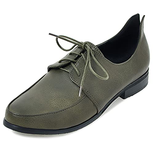 Bviennic Damen Closed Toe Leisure Schnüren Klassischer Oxford Business Arbeit Formal Niedrige Absatz Pumps Herren Kleid Derbies Grün Gr 40 Eu-41Cn von Bviennic