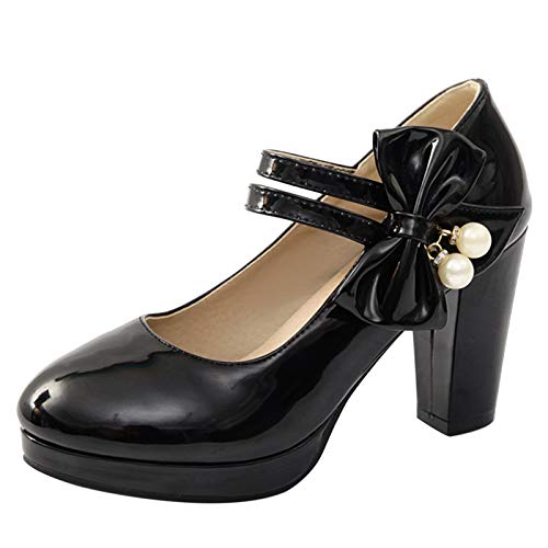 Bviennic Damen Closed Toe Mary Jane Blockabsatz Pumps Lack Bride Hochzeit Runde Zehen Plateau Sweet Sommer Party Schuhe Schwarz Gr 46 Eu-48Cn Bviennic Damen Closed Toe Mary Jane Blockabsatz Pumps Lack Bride Hochzeit Runde Zehen Plateau Sweet Sommer Party Schuhe Schwarz Gr 46 Eu-48Cn von Bviennic