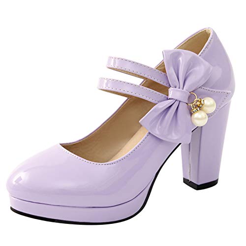 Bviennic Damen Closed Toe Mary Jane Blockabsatz Pumps Lack Bride Hochzeit Runde Zehen Plateau Sweet Sommer Party Schuhe Violett Gr 43 Eu-45Cn Bviennic Damen Closed Toe Mary Jane Blockabsatz Pumps Lack Bride Hochzeit Runde Zehen Plateau Sweet Sommer Party Schuhe Violett Gr 43 Eu-45Cn von Bviennic