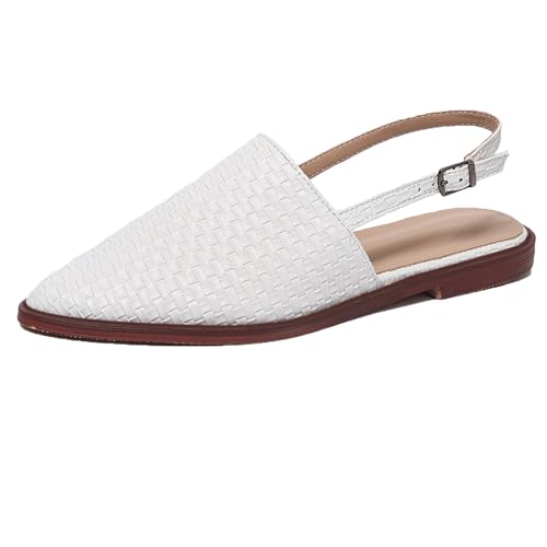 Bviennic Damen Flach Braided Slingback Mode Retro Sandals Weiß Gr 40 EU/41Cn Bviennic Damen Flach Braided Slingback Mode Retro Sandals Weiß Gr 40 EU/41Cn von Bviennic