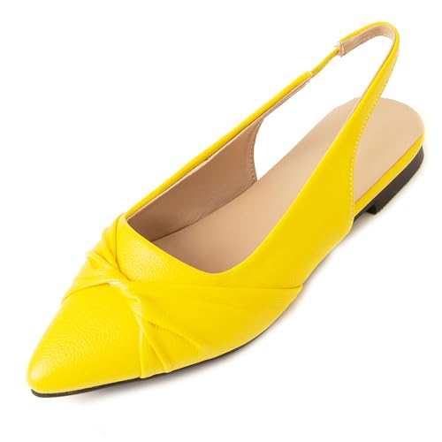 Bviennic Damen Flach Pointed Toe Ohne Verschluss Slingback Schuhe Mode Komfort Tägliche Sandales Gelb Gr 36.5 EU/37Cn Bviennic Damen Flach Pointed Toe Ohne Verschluss Slingback Schuhe Mode Komfort Tägliche Sandales Gelb Gr 36.5 EU/37Cn von Bviennic