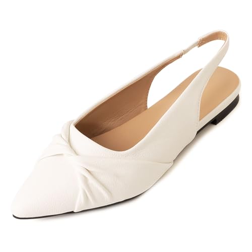 Bviennic Damen Flach Pointed Toe Ohne Verschluss Slingback Schuhe Mode Komfort Tägliche Sandales Weiß Gr 33.5 EU/33Cn Bviennic Damen Flach Pointed Toe Ohne Verschluss Slingback Schuhe Mode Komfort Tägliche Sandales Weiß Gr 33.5 EU/33Cn von Bviennic