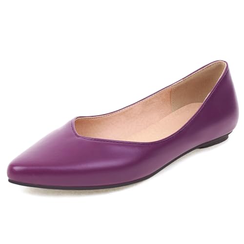 Bviennic Damen Flache Ballettschuhe Pointed Toe Flach Schuhe Ohne Verschluss Komfort Daily Schuhe D42715Lr Violett Gr 36 EU von Bviennic