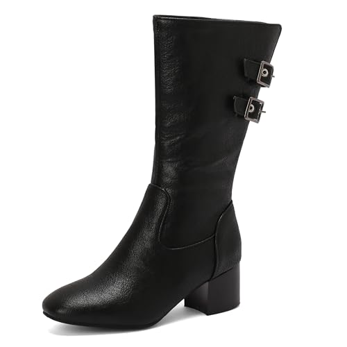 Bviennic Damen Hohe Stiefel Block Mitte Absatz Solid Runde Zehen Zip Riding 2183 Schwarz Gr 40 EU/41Cn Bviennic Damen Hohe Stiefel Block Mitte Absatz Solid Runde Zehen Zip Riding 2183 Schwarz Gr 40 EU/41Cn von Bviennic