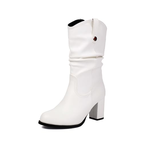 Bviennic Damen Hohe Stiefel Hohen Blockabsatz Leisure Runde Zehen Ohne Verschluss Slouch 2356 Weiß Gr 39 EU/40Cn Bviennic Damen Hohe Stiefel Hohen Blockabsatz Leisure Runde Zehen Ohne Verschluss Slouch 2356 Weiß Gr 39 EU/40Cn von Bviennic
