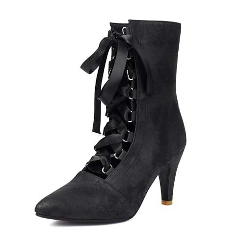 Bviennic Damen Hohe Stiefel Hohen Blockabsatz Mode Pointed Toe Schnüren Party Stiefeletten 2377 Schwarz Gr 40.5 EU/42Cn Bviennic Damen Hohe Stiefel Hohen Blockabsatz Mode Pointed Toe Schnüren Party Stiefeletten 2377 Schwarz Gr 40.5 EU/42Cn von Bviennic