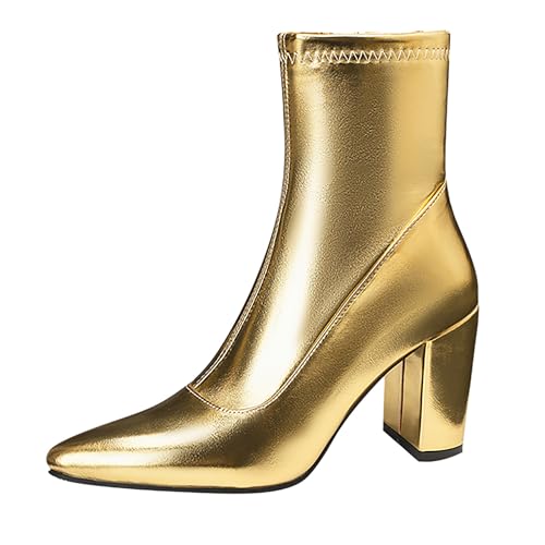 Bviennic Damen Hohe Stiefel Hohen Blockabsatz Mode Pointed Toe Zip Abend Stiefeletten 2477 Gold Gr 41 EU/43Cn Bviennic Damen Hohe Stiefel Hohen Blockabsatz Mode Pointed Toe Zip Abend Stiefeletten 2477 Gold Gr 41 EU/43Cn von Bviennic