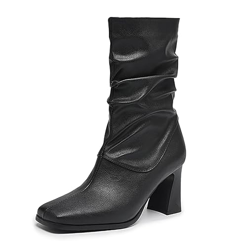 Bviennic Damen Hohe Stiefel Hohen Blockabsatz Mode Square Toe Zip Party 2395 Schwarz Gr 36 EU Bviennic Damen Hohe Stiefel Hohen Blockabsatz Mode Square Toe Zip Party 2395 Schwarz Gr 36 EU von Bviennic