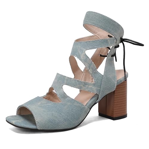 Bviennic Damen Hohen Blockabsatz Gladiator Sandals Mode 0622 Blau Gr 38 EU/39Cn Bviennic Damen Hohen Blockabsatz Gladiator Sandals Mode 0622 Blau Gr 38 EU/39Cn von Bviennic
