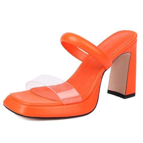 Bviennic Damen Hohen Blockabsatz Mules Mode 0671 Orange Gr 40.5 EU/42Cn Bviennic Damen Hohen Blockabsatz Mules Mode 0671 Orange Gr 40.5 EU/42Cn von Bviennic