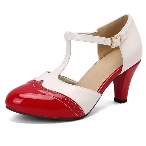Bviennic Damen Hohen Blockabsatz Sandals Mode 0649 Rot Gr 38 EU/39Cn von Bviennic