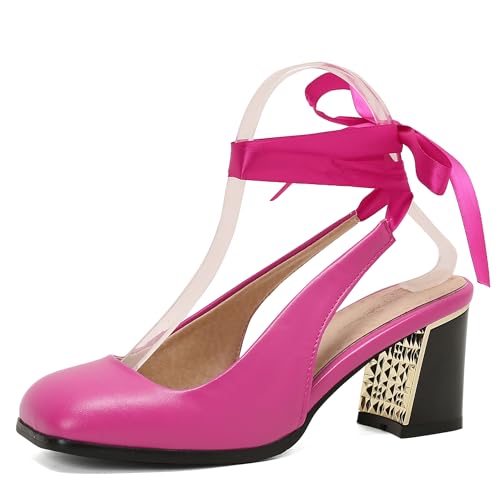 Bviennic Damen Hohen Blockabsatz Sandals Mode 0670 Pink Gr 38 EU/39Cn von Bviennic