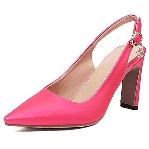 Bviennic Damen Hohen Blockabsatz Sandals Mode 0677 Rose-Rot Gr 40 EU/41Cn von Bviennic