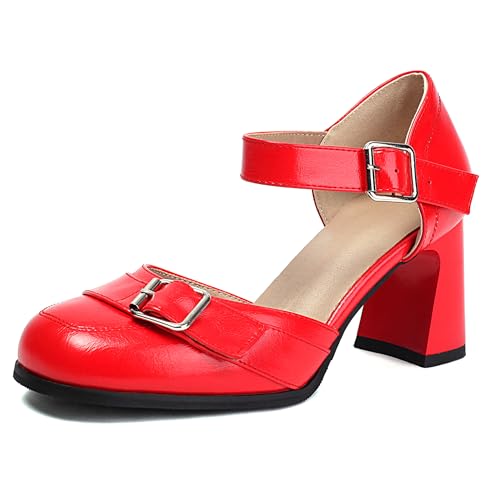 Bviennic Damen Hohen Blockabsatz Sandals Simple 0611 Rot Gr 40.5 EU/42Cn Bviennic Damen Hohen Blockabsatz Sandals Simple 0611 Rot Gr 40.5 EU/42Cn von Bviennic