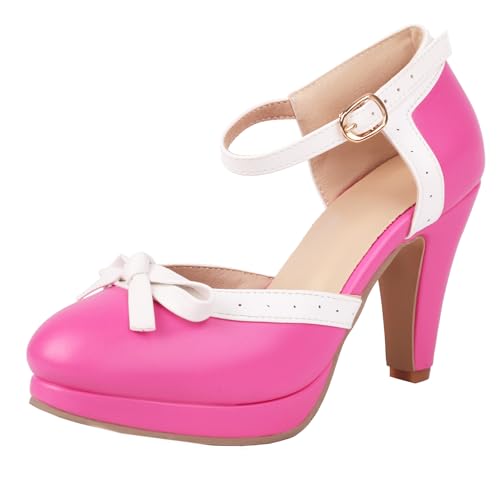 Bviennic Damen Hohen Blockabsatz Sandals mit Plateau Mode 0531 Rose-Rot Gr 36.5 EU/37Cn Bviennic Damen Hohen Blockabsatz Sandals mit Plateau Mode 0531 Rose-Rot Gr 36.5 EU/37Cn von Bviennic