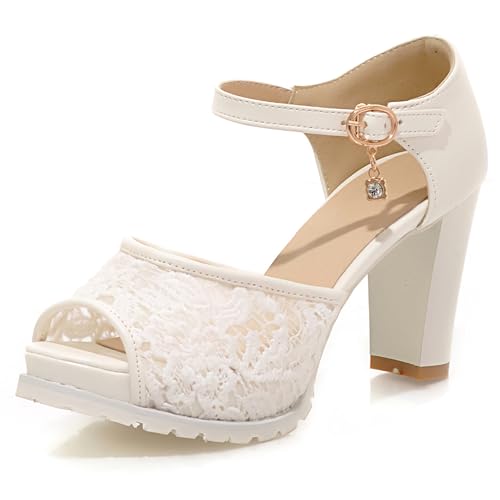 Bviennic Damen Hohen Blockabsatz Sandals mit Plateau Mode 0561 Weiß Gr 40.5 EU/42Cn Bviennic Damen Hohen Blockabsatz Sandals mit Plateau Mode 0561 Weiß Gr 40.5 EU/42Cn von Bviennic