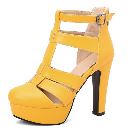 Bviennic Damen Hohen Blockabsatz Sandals mit Plateau Mode 0605 Gelb Gr 36.5 EU/37Cn Bviennic Damen Hohen Blockabsatz Sandals mit Plateau Mode 0605 Gelb Gr 36.5 EU/37Cn von Bviennic