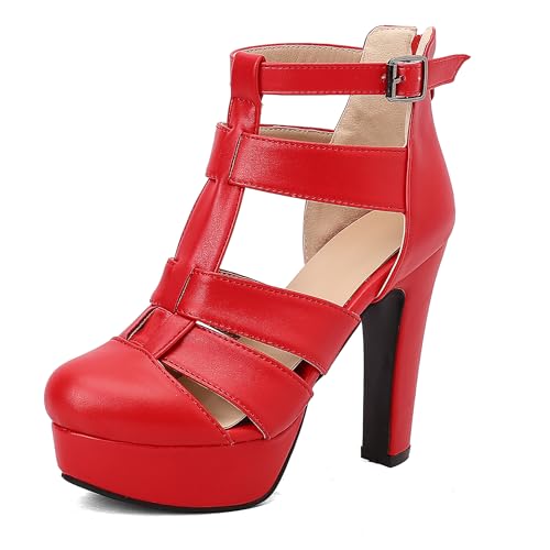 Bviennic Damen Hohen Blockabsatz Sandals mit Plateau Mode 0605 Rot Gr 41 EU/43Cn Bviennic Damen Hohen Blockabsatz Sandals mit Plateau Mode 0605 Rot Gr 41 EU/43Cn von Bviennic